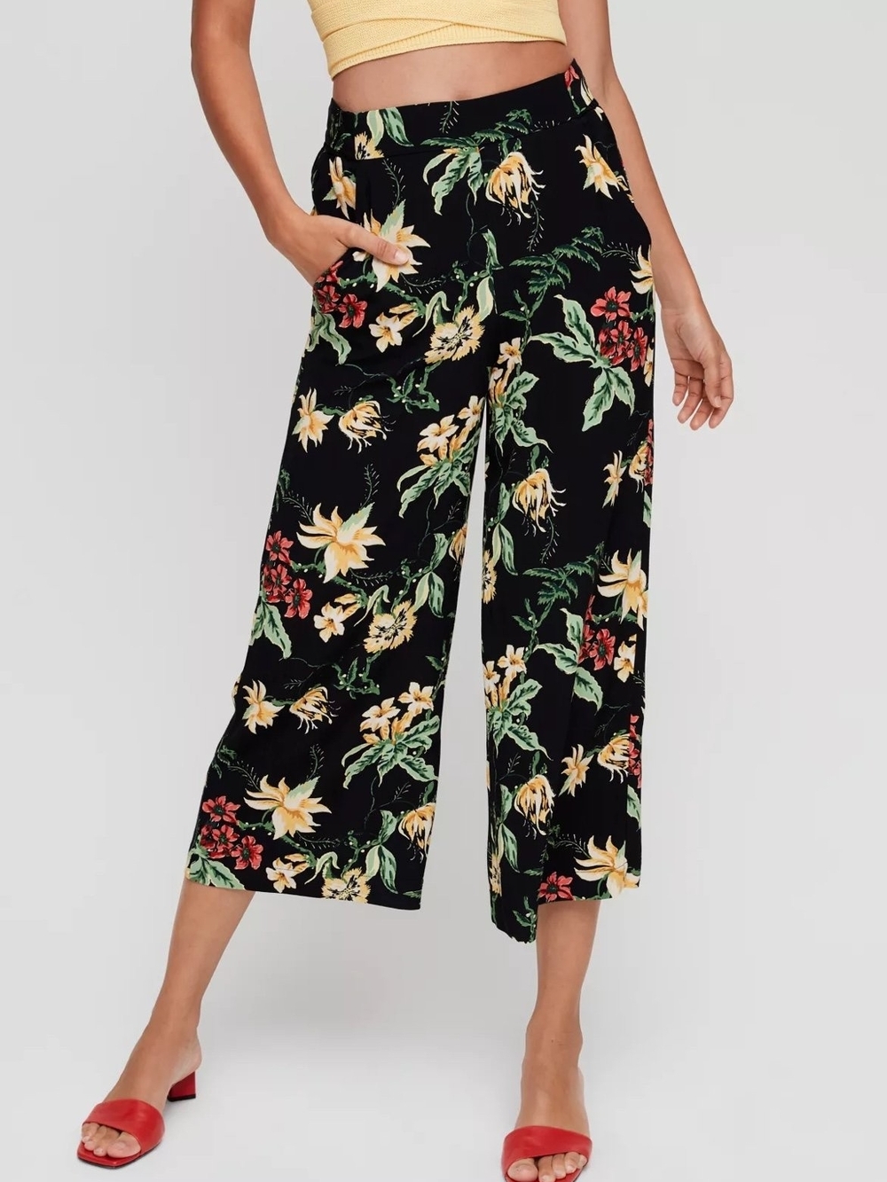 Wilfred Black Floral Wide-Leg Pants